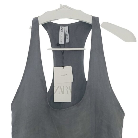 NWT ZARA Gray fill sens scoop neck round hem tank top - Picture 3 of 15